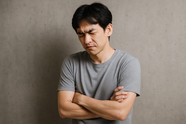 抑え込む男