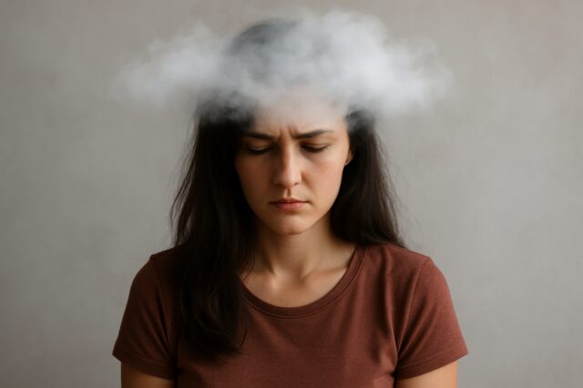頭に靄がかかっている女性